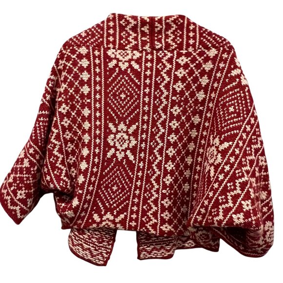 Cabi Nordic Fair Isle Shrug Cardigan, Red Ivory, L - Picture 4 of 11